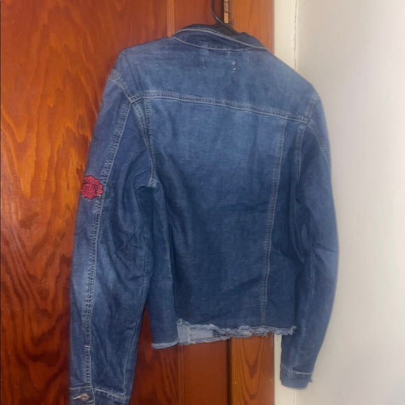 Blue Denim Floral Embroidered Jacket - Picture 3 of 4